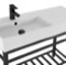 Modern Ceramic Console Sink With Counter Space and Matte Black Base, 40